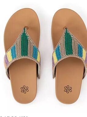 The Sak Everly Slip On Sandal, rainbow-beaded, hand-crocheted, Size 10, NWOT